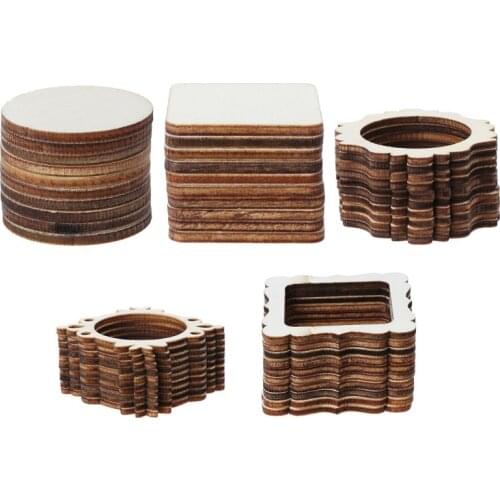 10pcs Natural Wooden Laser Cut Wood Photo Frame DIY Accessories Embellishment For Woodwork Home Christmas Wedding Decor