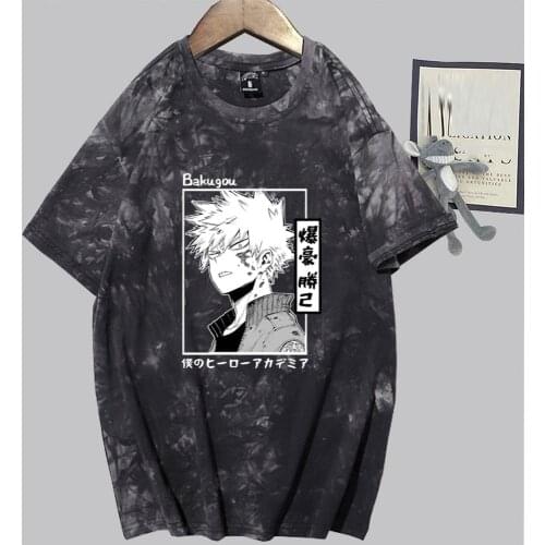 Japanese Anime My Hero Academia Bakugou Katsuki T Shirt Harajuku Short Sleeve Funny Tshirt Male