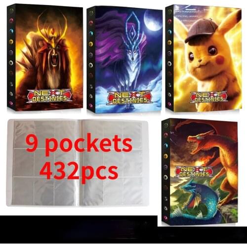9 Pocket Pokemon Card Book Anime Game Card GX Vmax Collector Toy Pikachu Holder Map Folder Loaded List Card Card Holder 432Pcs