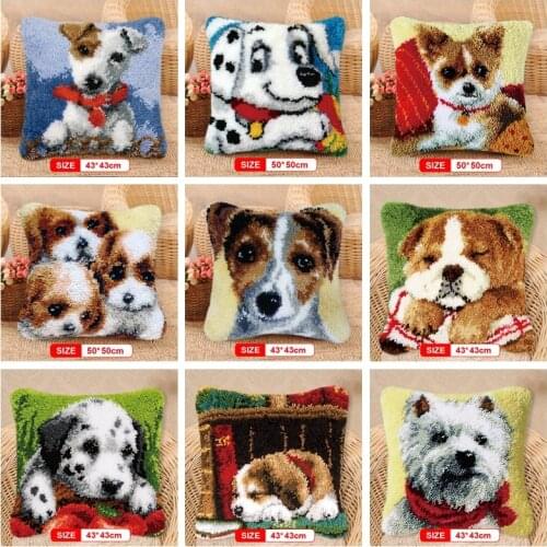 Latch Hook Dogs Needle For Carpet Embroidery Pillow Foamiran Needlework Set Smyrna Cushion Button Package Latch Hook rug kits