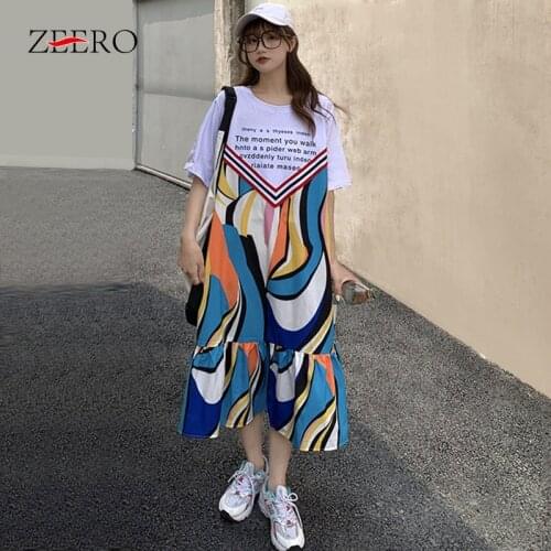 Summer Casual Striped Patchwork Ruffles Dresses for Women Korean Oversize Maxi Dress Female Plus Size Boho Dress Vestidos Mujer