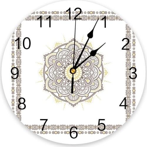 Moroccan Mandala Flower White Wall Clock For Modern Home Decoration Teen Room Living Room Needle Hanging Watch Table Clock