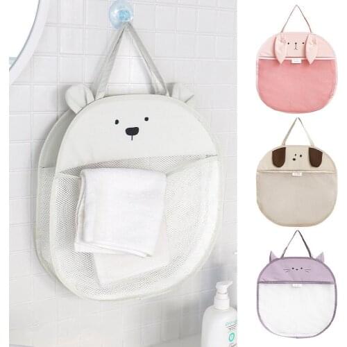 Cute Animal Bathroom Storage Bag, Suction Cup Mesh Bag, Childrens Bath Toy Hanging Bag, Balcony Sundries Storage Bag