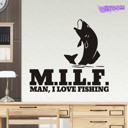 MILF Fishing Decal Angling Bucket Tackle Shop Sticker Fish Tank Boat Box Car Window Vinyl Decal Funny