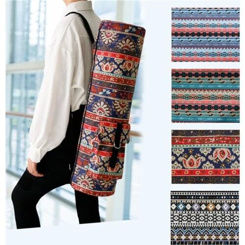 Fashion Sports Yoga Mat Storage Shoulder Bag Bohemian Fitness Bag Messenger Bag Cylinder Yoga Bag