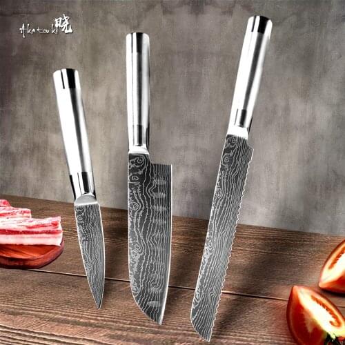 Kitchen Knives Set Chef Knives Japanese 7CR17 440C High Carbon Stainless Steel Fruit Utility Santoku Slicing Bread Knife