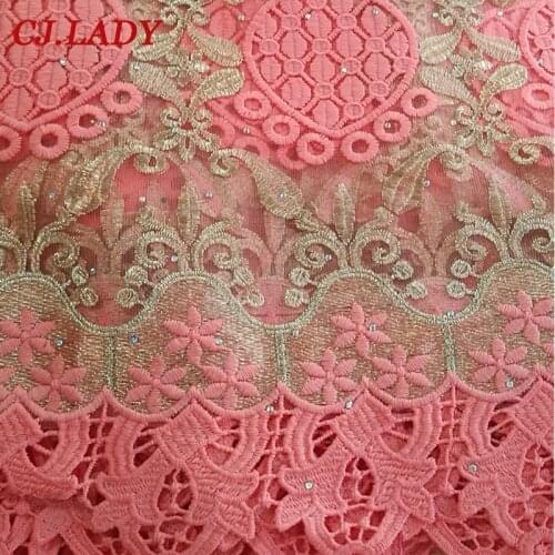 Latest Classic Pink Fabric High Quality African French Tulle Mesh Lace with Stones lace For Wedding Dress Clothning Materiall B6