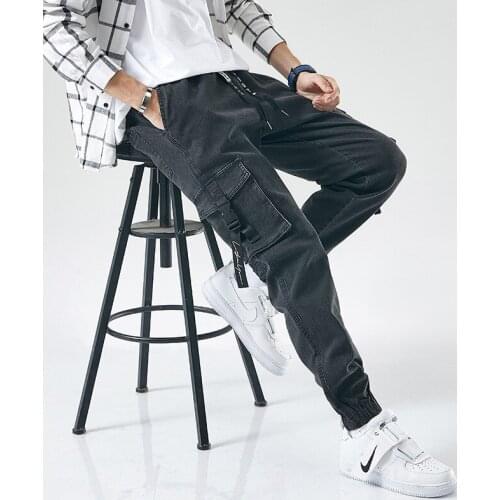 2020 Autumn New Streetwear Jogger Jeans Men Multi-pockets Cargo Pants Men Baggy Jeans Denim Trousers