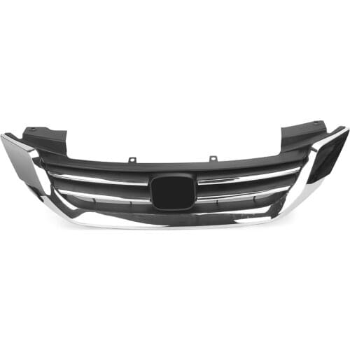 For Accord Front Grille Upper Grill For Honda 2013 2014 2015 Accord Chrome ABS Plastic Auto Car Accessories Replacement w/ logo