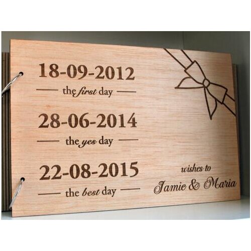 Personalized engraved Rustic wedding guest album engraved Wooden guestbooks Reception party favors decorations guest book