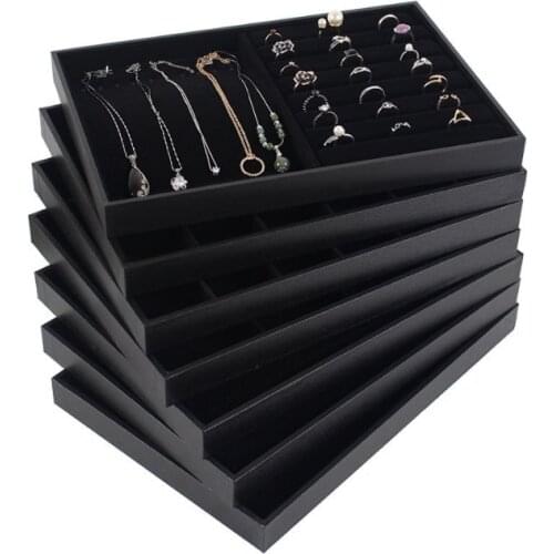 Black Brand New Quality Jewelry Trays Display Holder Bracelet Ring Earring Necklace Pendant Box Case Jewelry Storage Organizer