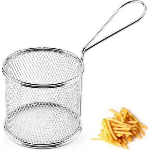 Portable Stainless Steel Chips Mini Frying Basket Strainer Fryer Kitchen Cooking Basket Colander Tool French Fries Basket
