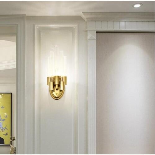 Postmodern light luxury crystal wall lamp designer living room bedroom bedside lamp hotel aisle staircase background wall lamp