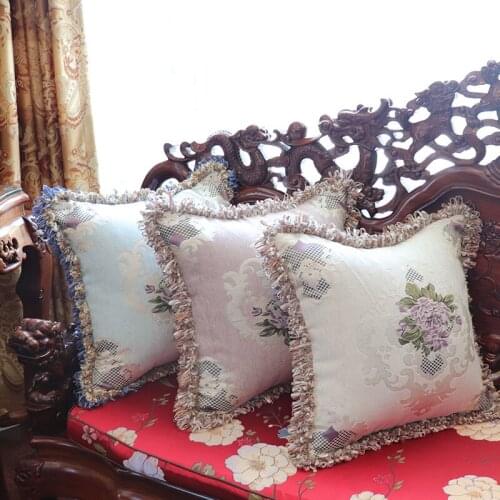 Embroidered Flower Cushions luxury decorative car cushion European office cushion cover