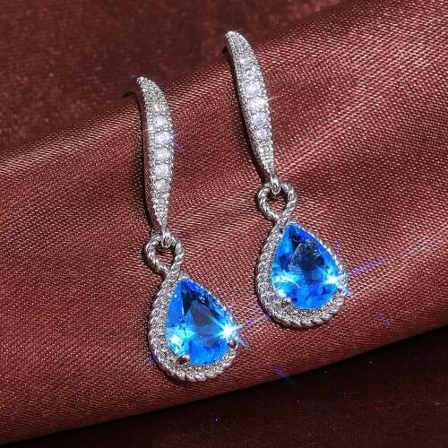 JK Fashion Luxury Cubic Zircon Water Drop Shape Women Earrings Elegant Wedding Anniversary Gift for Lover High Quality Jewelry