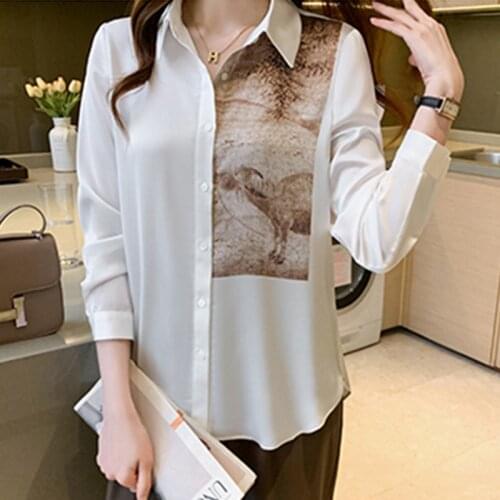 Vintage patchwork ladies shirts Womens Blouses New Spring Autumn Long Sleeve Shirts Tops Blusas Mujer