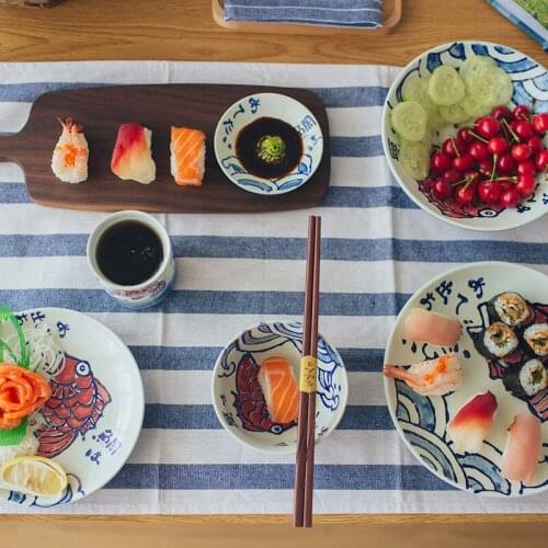 Sea Bream Series Hand-Painted Ceramic Tableware Set Household Combination Dish Plate Dish Plate Set Japanese Style Ceramic Set