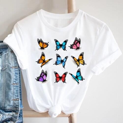 Butterfly Top Tshirt Women Vintage Graphic T Shirt Women 2021 Fashion Harajuku Harajuku Shirt Kawaii Tee Shirts For Women Graph