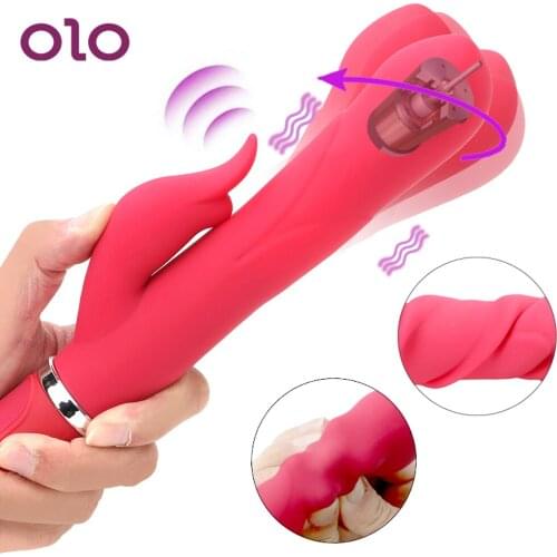 OLO Dildo Vibrator Transfer Beads Wand Telescopic Rotation Rabbit Vibrator G-spot Vaginal Massage Stimulator Sex Toys for Woman