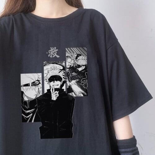 Harajuku Anime Manga Gojo Satoru Jujutsu Kaisen Vintage Cartoon TShirt Women Tee Hip hop Punk Loose Tops Womens T-shirt Clothes