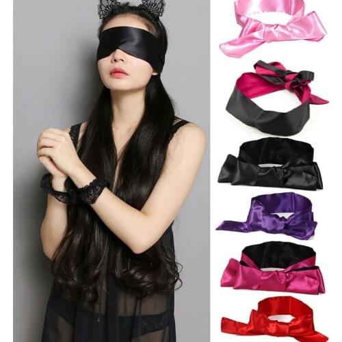 Women Sexy Lace Eye Mask Blindfold Handcuff Restraint Flogger Whip Costume Ecstasy Silk Satin Tie Eye Shade Cover Blinder Ribbon