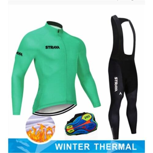 STRAVA Winter Cycling Jersey Thermal Fleece Set, Clothes MTB Clothing Bib Pants Ropa Ciclismo Mens Jersey cycling jersey Suit