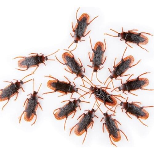 ZOCDOU 10 Pieces Fake Prank joke Cockroach False Roach Simulation Black Beetle Halloween Day Scary Model Crafts Miniatures DIY