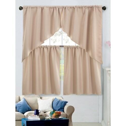 Triangular Short Curtain Valance 2pcs Blackout Shades Curtain Drapery for Small Windows Kitchen Bathroom Living Room Cafe