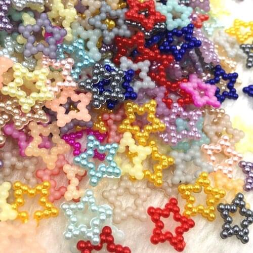 50PCS 13mm Mix Color Star Shape Imitation Half Pearl Flatback Beads for Scrapbook DIY Decoration