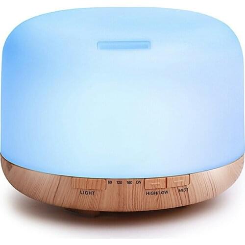 500ML Electric Ultrasonic Air Humidifier Home USB Aromatherapy Essential Oil Aroma Diffuser with Remote Control 7 Color Light
