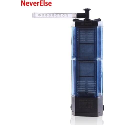 Aquarium Corner Filter Pump Spray Bar Flow Control Clean Water 2.5W Submersible for Small Nano Fish Turtle Tank Add Air/Oxygen