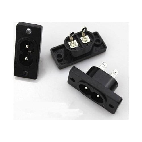 Free shipping 2Pcs/lot AC 250V 2.5A IEC320 C7 Socket Soldering Pins Power Connector IEC 320