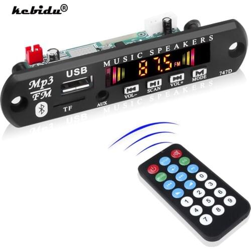 Wireless Bluetooth 5.0 MP3 WMA Decoder Board 5V 12V Car Audio USB TF FM Radio Module Recording Mic MP3 Player Remote Controller