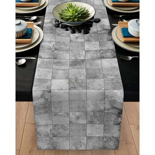 Runner cover table Living Room Kitchen grey geometric square patterned micro fabric cover runner pattern Free Shipping