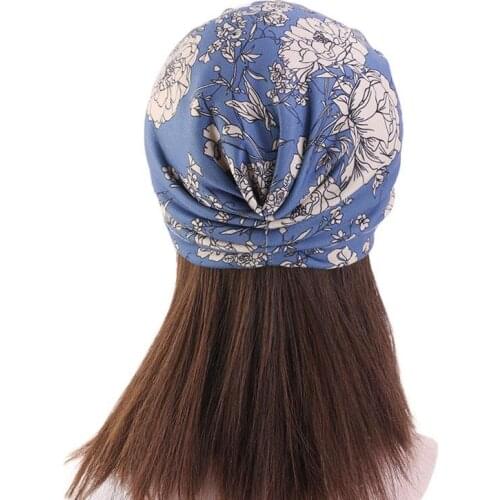Womens Chemo Cap Cancer Hat Flower Printed Muslim Hair Scarf Turban Head Wrap Cover Skullies & Beanies