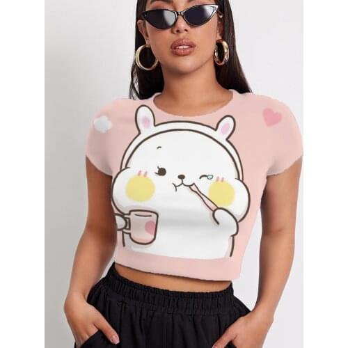 3d Tshirt Rabbit T shirt Women Animal T-shirts 3d Love Tshirt Printed Lovely Navel Bare Womens Clothing T shirts Printed