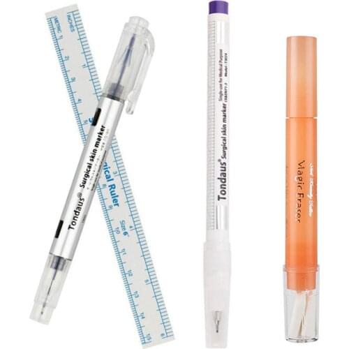 Surgical Skin Marker for Eyebrow Skin Marker Pen Tattoo Skin Marker Measure Measuring Ruler Set Tool