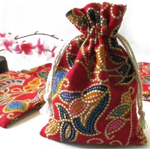 5pcs/lot 9.5x13.5cm Cotton Bags Red Black Small Party Wedding Favor Boutique Candy Jewelry Packaging Bags Gift Bag Pouches