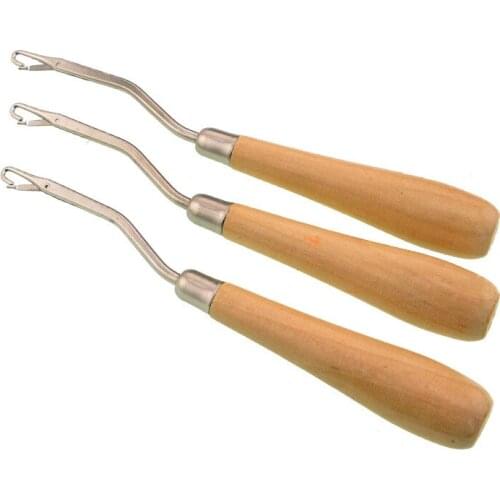Wooden Bent Latch Hook Tool, Crochet Needle Hook Knitting Kit for Latch Hook Kits 6.3 Inch