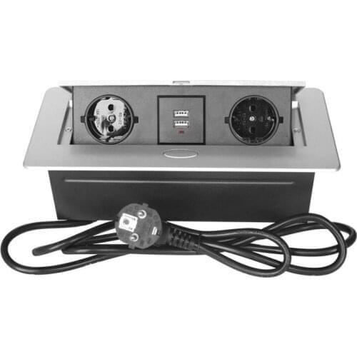 From Russia)2EU 2USB Charger Pop-up socket /EU plug Tabletop socket/hidden/ Damping spring open Information outlet