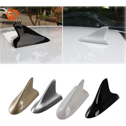 POSSBAY Shark Fin Antenna Decoration for Honda Toyota Kia Ford Mazda Peugeot Benz BMW VW Audi Car Roof Shark Glue Stickers