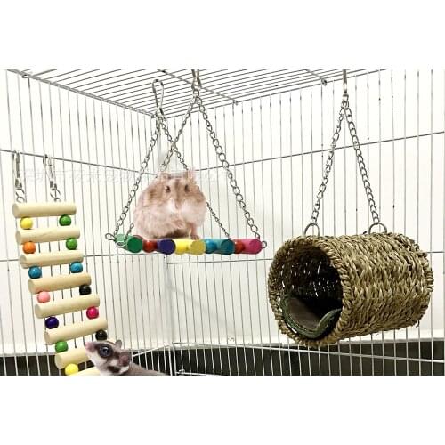 Hamster combination toy 3-piece set honey bag glider squirrel Parrot Toy winter warm nest swing climbing ladder 290g