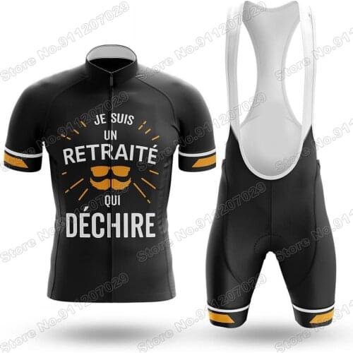 Retraité 2021 Cycling Jersey Set Summer Bicycle Clothing Road Bike Shirts Suit Bicycle Bib Shorts MTB Wear Maillot