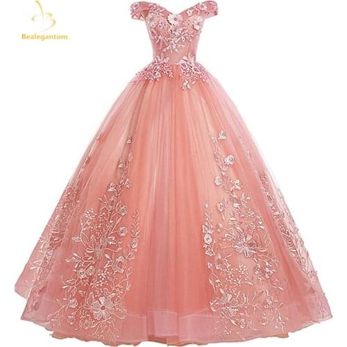 Bealegantom Lace Quinceanera Dresses 2021 Ball Gown Appliques Beaded Lace Up Sweet 16 Dress Debutante Vestidos De 15 Anos QA1606