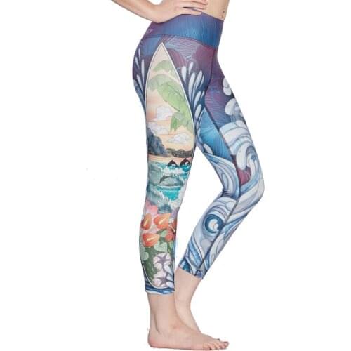 High Quality Yoga Capris Pants For Girls Summer Autumn Running Gym Pants 3d Print Fitness Leggings Fast Dry 3 Patterns