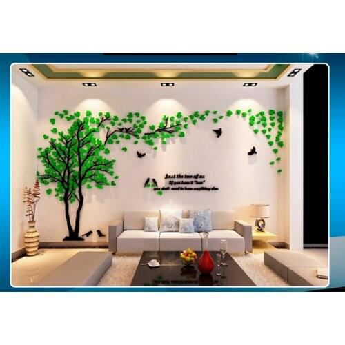 Leaves birds crystal three-dimensional Tree wall stickers acrylic sofa wall stickers Decor for Home DIY Self-adhesive Removable