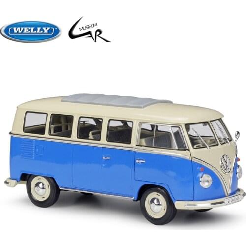 WELLY 1:18 Model Car Simulation Alloy Metal Toy Car Childrens Toy Gift Collection Model Toy Gifts Volkswagen T1 Bus