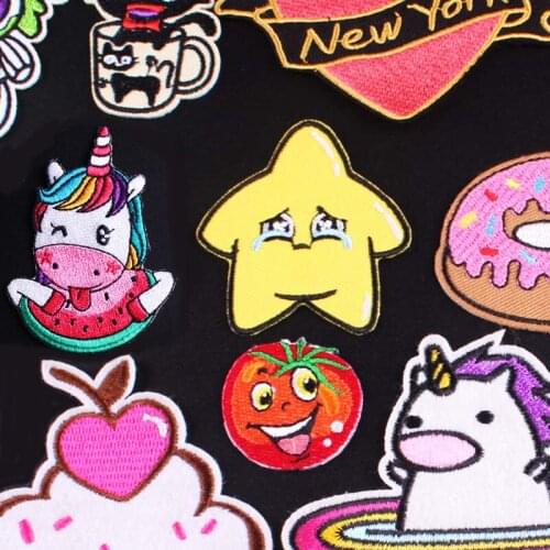 Cartoon Tomato Frog Patches For Clothing Stripe Iron On Cute Animals Unicorn Patches For Clothes Appliques For T-shirt Badges