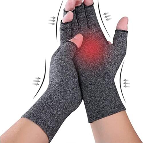 2Pcs Cotton Compression Arthritis Glove Wrist Support Relief Hand Joint Pain Half-finger Glove Brace Women Men Therapy Wristband