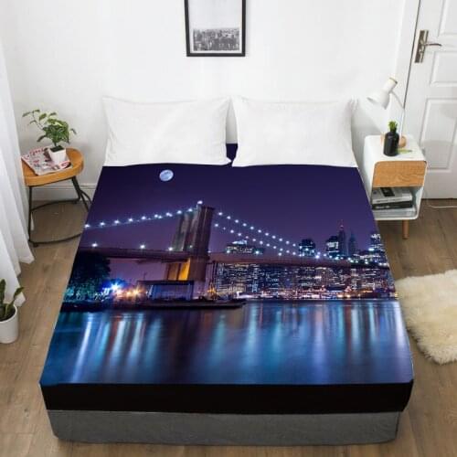 3D HD Digital Printing Bed Sheet With Elastic,Custom Fitted Sheet Twin/Full/Queen/King,City Mattress Cover Bedding,Drop Shipping